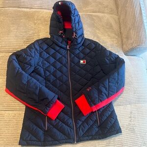 Tommy Hilfiger Women's Large Jacket Black Puffer Packable Lightweight VTG